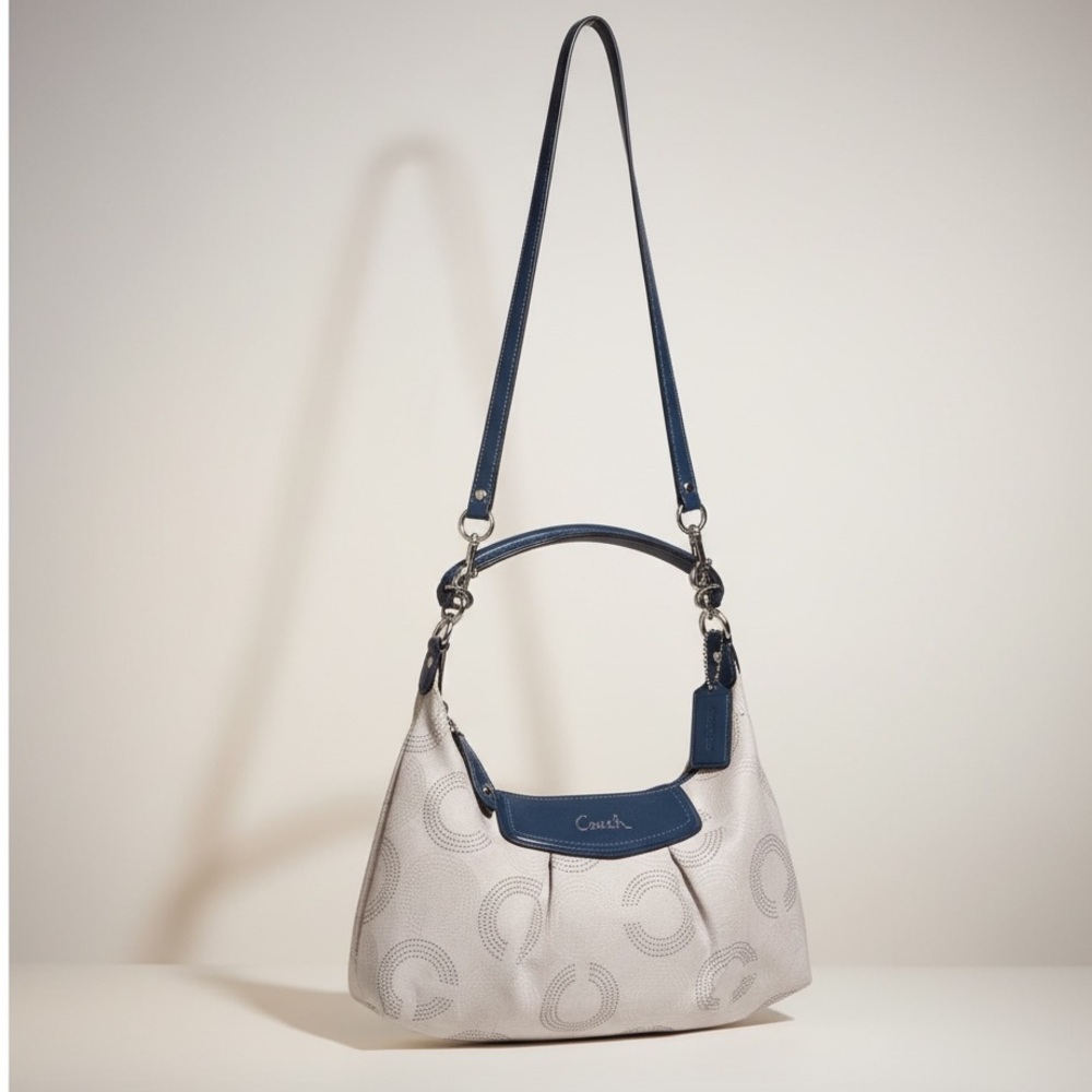 COACH Ashley Dotted Op-Art Convertible Hobo Crossbody Shoulder Bag Leather CC